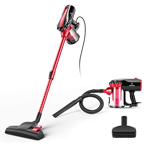 MOOSOO Vacuum Cleaner, 17KPa Strong Suction 4 in 1 Corded Stick Vacuum for Hard Floor with HEPA Filters,Hose, D600