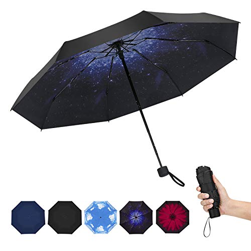 Travel Umbrella - Compact Umbrella 8 Ribs Portable Sun&Rain Lightweight Windproof Umbrella with 95% UV Protection for Men Women Kids