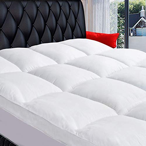 COONP Queen Mattress Topper, Extra Thick Pillowtop, Plush Mattress Pad Cover 400TC Cotton Top with 8-12 Inch Deep Pocket 3D Snow Down Alternative Fill