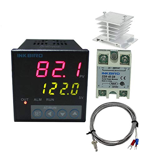 Inkbird F Display PID Temperature Controllers Thermostat Heat Sink and Solid State Relay 100 to 240ACV ITC-106VH 40DA SSR White Heat Sink K Probe