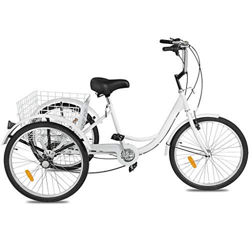 Adult Tricycle Bike 1/7 Speed 3-Wheel for Shopping W/Installation Tools Three-Wheeled Bicycle for Men and Women