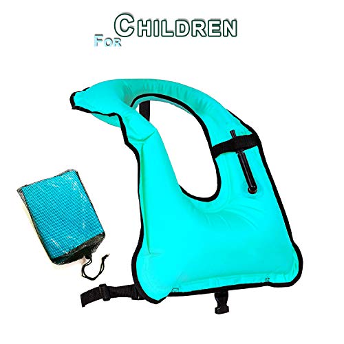 Rrtizan Children Snorkel Vest Boys & Girls Inflatable Snorkeling Jacket for Diving Swimming Safety (Blue)