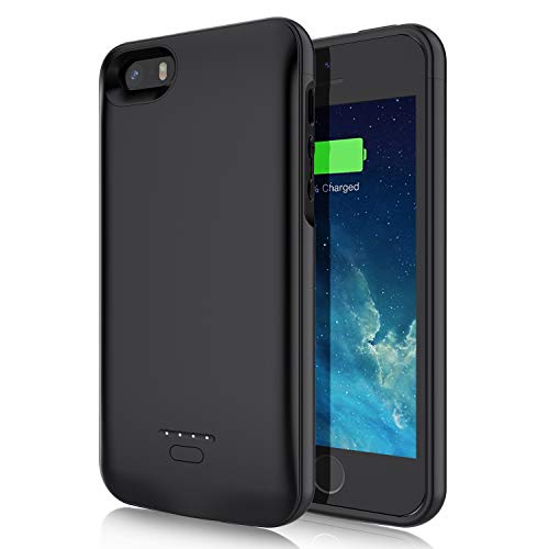 JUBOTY Battery Case for iPhone 5 5S SE, 4000mAh Slim Protective Charging Case Compatible with iPhone 5 5S SE Portable Rechargeable Battery Charger Case(4'', Not Compatible with SE 2)