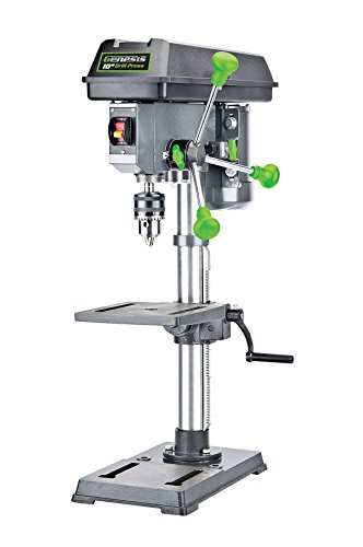 Genesis GDP1005A 10' 5-Speed 4.1 Amp Drill Press with 5/8' Chuck, Integrated LED Work Light, and Table that Rotates 360° and Tilts 0-45°