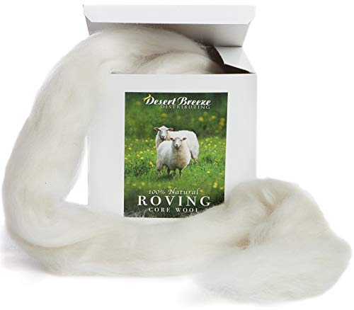 100% Natural Wool Roving, Ecru, Un-Dyed, 8 OZ Corriedale, Best Core Wool for Needle Felting, Clean, 29.5 Micron, Made in USA