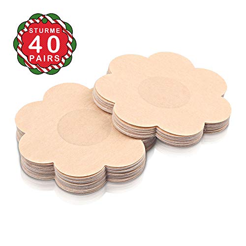 40 Pairs Nipple Covers Disposable, Breast Pasties Comfortable & Sexy, Adhesive Satin Petals Pasties for Women
