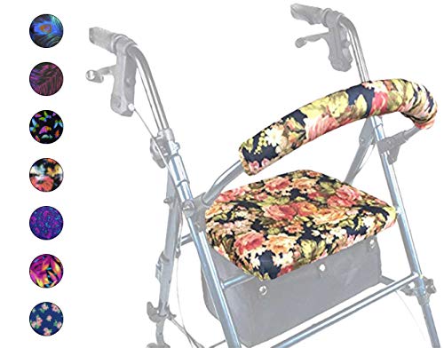 Crutcheze Designer Floral Rollator Walker Seat and Backrest Covers Designer Fashion Accessories Made in USA