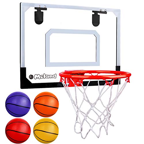 Meland Indoor Mini Basketball Hoop Set for Kids - Basketball Hoop for Door with 4 Balls & Complete Basketball Accessories - Basketball Toy Gifts for Kids Boys Teens