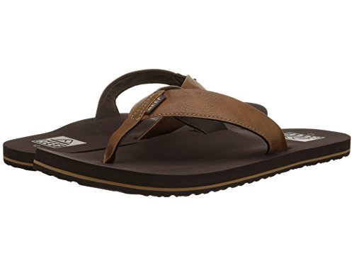 Reef Men's Sandal Twinpin | Comfortable Men's Flip Flop With Vegan Leather Upper, Brown, 11