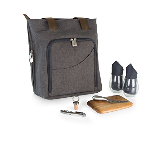 LEGACY - a Picnic Time Brand Sonoma Insulated Tote with Wine and Cheese Service for Two, Grey