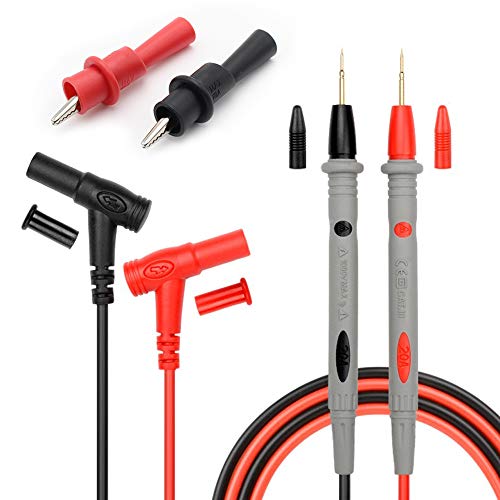 Silicone Multimeter Test Leads Kit, Precision Sharp Probe Test Lead 1000V 20A Gold-Plated Probe Leads with Alligator Clips, Banana Test Lead Probe Clip Suitable for Most of Digital Multimeter