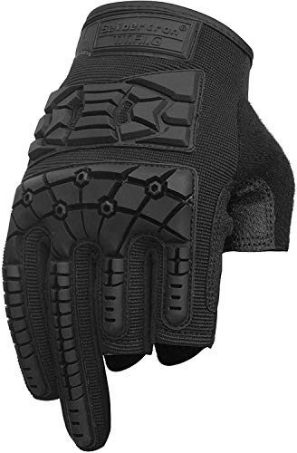 Seibertron T.T.F.I.G 2.0 Men's Tactical Military Gloves Flexible Rubber Knuckle Protective for Combat Hunting Hiking Airsoft Paintball Motorcycle Motorbike Riding Outdoor Gloves Black L