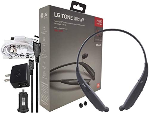 LG Tone Ultra HBS-835 Bluetooth Wireless Stereo Headset - with Wall/Car Charger (Retail Packing Kit)