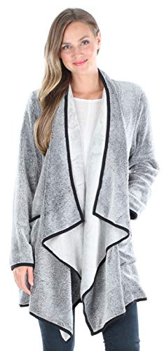 Sleepyheads Pajama Women's Fleece Long Sleeve Wrap Robe Cardigan with Pockets, Wrap- Charcoal, L/XL