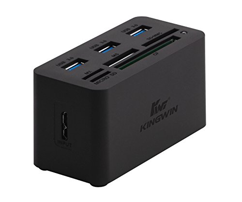 Kingwin USB HUB Adapter w/ Memory Card Reader Writer & USB 3.0 HUB Combo - Supports High Speed SD MS Micro M2 CF Card Reader For Macbook, Laptop, Desktop - Includes USB Cable 5 Gbps Speed