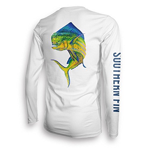 Performance Fishing Shirt Unisex Southern Fin UPF 50 Dri Fit Long Sleeve Apparel - Large, Mahi ( mahi_l )