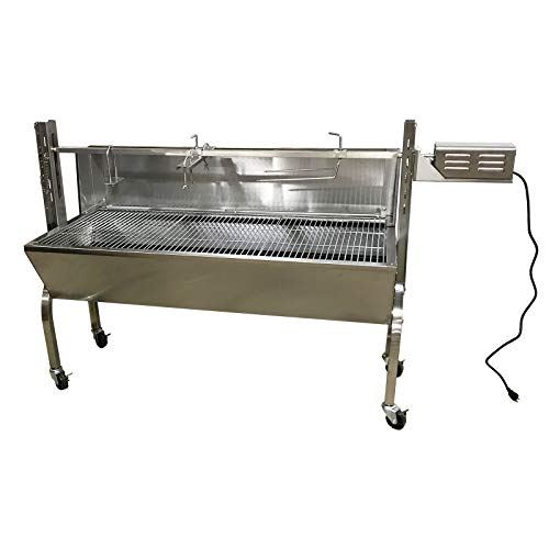 Commercial Bargains Portable BBQ Whole Pig, Lamb, Goat Charcoal Spit Rotisserie Roaster Grill, 30 Watt Motor, 201 Stainless Steel, with Back Cover Guard