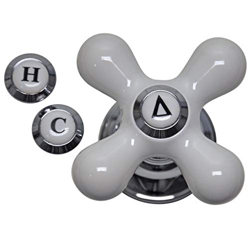 Danco Cross-Arm Faucet Handle | Sink & Bathtub Handle | Single Handle | Porcelain/Chrome (46004), 2.25 H
