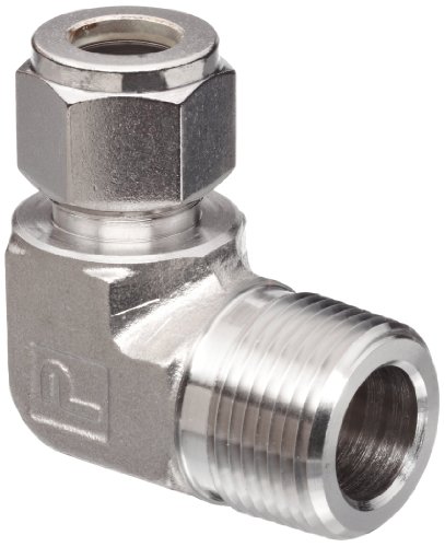 Parker A-Lok 8MSEL8N-316 316 Stainless Steel Compression Tube Fitting, 90 Degree Elbow, 1/2' Tube OD x 1/2' NPT Male