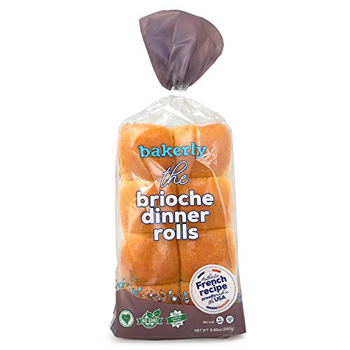 bakerly Brioche Dinner Rolls Pack of 2, 8-Count (16 Total Brioche Dinner Rolls)