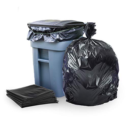 Plasticplace 65 Gallon Trash Bags │ 1.5 Mil │ Black Heavy Duty Garbage Can Liners │ 50” x 48” (50 Count)