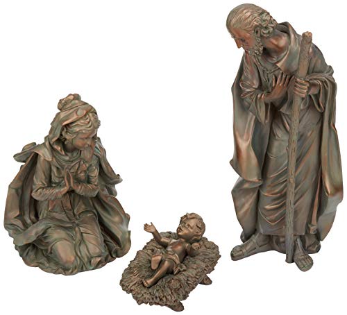 New Creative Evergreen 3-Piece Bronze Finish Mary, Joseph and Baby Jesus Outdoor Safe Garden Nativity Set