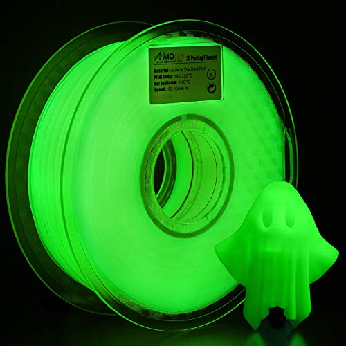 AMOLEN PLA 3D Printer Filament, 1.75mm, Glow in The Dark Green 1 kg Spool