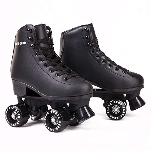 C SEVEN Cute Roller Skates for Kids and Adults (Black, Women's 6 / Youth 5 / Men's 5)