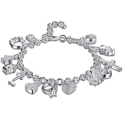 Daycindy Love Charms Bracelets for Women, Silver Valentines Day Gift