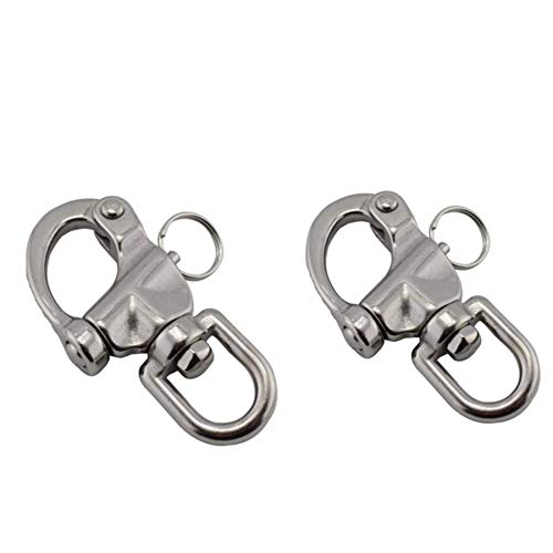 NRC&XRC Pair 3.5IN(87mm) Jaw Swivel Eye Snap Shackle Quick Release Bail Rigging Sailing Boat Marine Stainless Steel Clip Pair