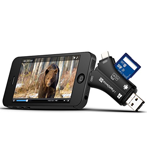 MOSPRO Trail Camera Viewer for iPhone iPad Mac & Android, SD & Micro SD Memory Card Reader to View Photos and Videos from Any Wildlife Scouting Game Cam on Smartphone for Deer Hunter Black