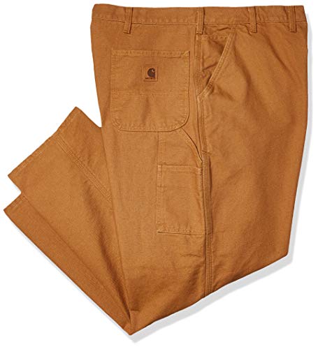 Carhartt Men's Washed Duck Dungaree Flannel Lined Work Pant, Brown, 34W X 32L