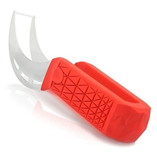 Watermelon Slicer & Cutter by Sleeké - New Extended Silicone Cushioned Handle Made to Slice and Serve with Ease - Stainless Steel - No Mess, Less Stress
