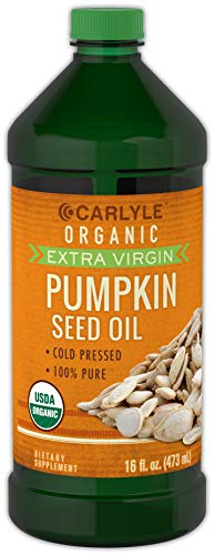 Carlyle Pumpkin Seed Oil 16oz Organic Cold Pressed | 100% Pure, Extra Virgin | Vegetarian, Non-GMO, Gluten Free | Safe for Cooking | Great for Hair and Face