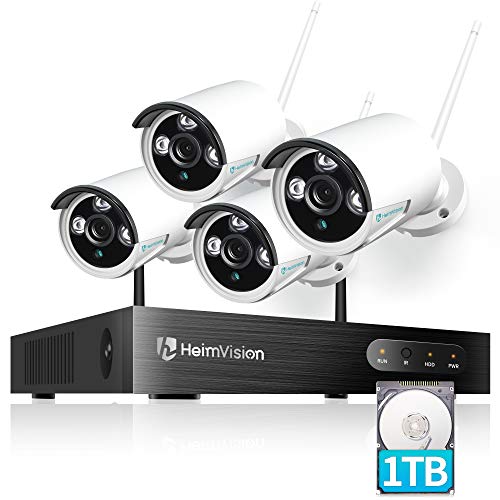 HeimVision HM241A 1080P Wireless Security Camera System with 1TB Hard Drive, 8CH NVR 4Pcs Outdoor WiFi Surveillance Camera with Night Vision, Waterproof, Motion Alert, Remote Access