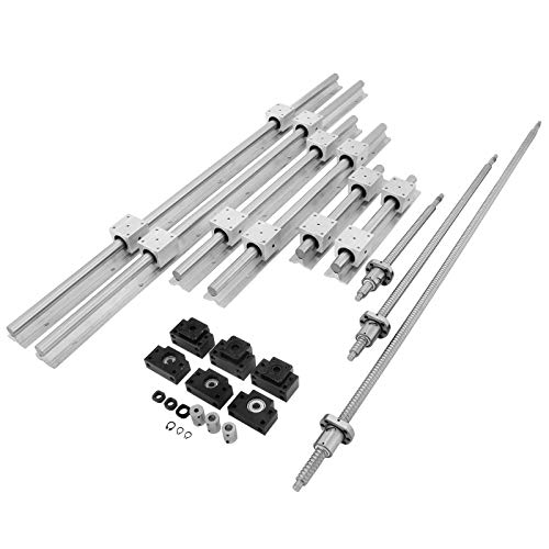 Happybuy Linear Rail 3 Ballscrew RM1605-350mm 650mm 1050mm Linear Rail Support 12 CNC Kit Linear Shaft Optical Axis