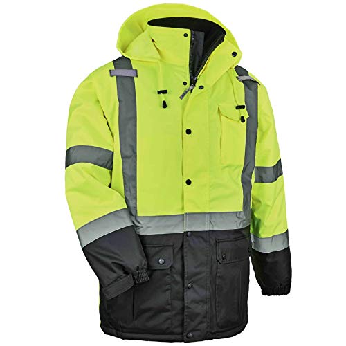 High Visibility Reflective Winter Safety Jacket, Insulated Parka, ANSI Compliant, Ergodyne GloWear 8384,Lime,2X-Large