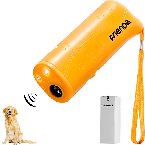 Frienda LED Ultrasonic Dog Repeller and Trainer Device 3 in 1 Anti Barking Stop Bark Handheld Dog Training Device (Yellow)