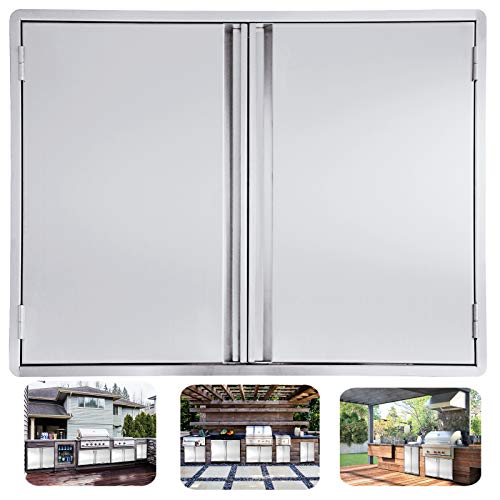 Minneer Outdoor Kitchen Door 24x24 Inch Double Wall BBQ Access Door, 304 All Brushed Stainless Steel Double BBQ Door for BBQ Island, Outside Cabinet, Barbecue Grill,Outdoor Kitchen
