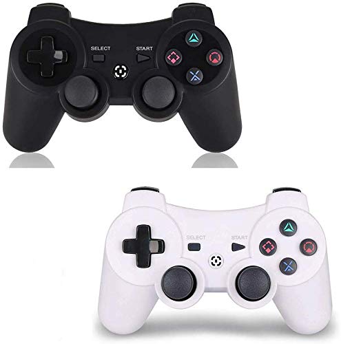 PS3 Controller Wireless 2 Pack - for Dualshock 3 Remote for Playstation 3,DS3 Joystick with Sixaxis (White+Black)