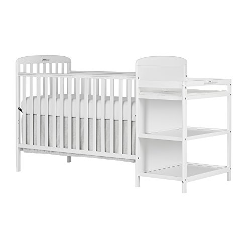 Dream On Me, Anna 4-in-1 Full Size Crib and Changing Table Combo, White