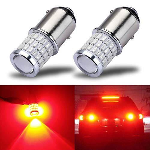 iBrightstar Newest 9-30V Super Bright Low Power 1157 2057 2357 7528 BAY15D LED Bulbs with Projector for Tail Brake Lights, Brilliant Red