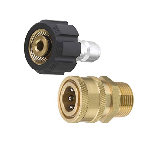 Tool Daily Pressure Washer Adapter Set, Quick Connect Kit, Metric M22 15mm Female Swivel to M22 Male Fitting, 5000 PSI