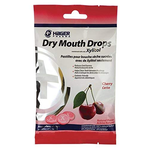 Hager Pharma Dry Mouth Drops, Cherry, 26 Count Per Bag (3 Bags)