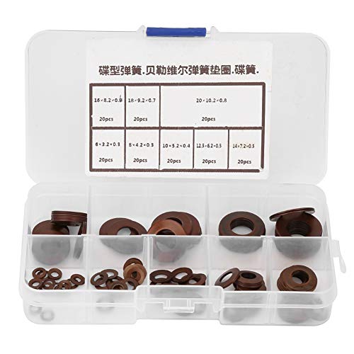 160pcs 8 Types Flat Washer Set, Belleville Spring Disc Large Penny Fender Washer Assortment Kit Thread Flat Finish Washer for Commercial Appliances Automotive