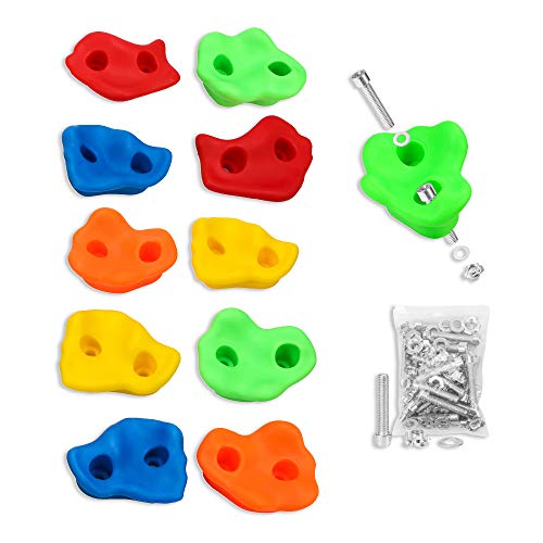 10 Pack, Textured Rock Climbing Holds for Kids with Installation Hardware by Crystal Lemon (Kids-Pack of 10)