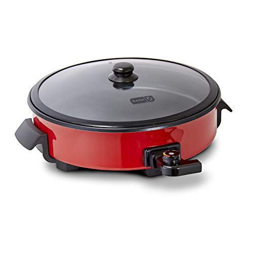 Dash DRG214RD Family Size Rapid Heat Electric Skillet + Hot Oven Cooker with 14 inch Nonstick Surface + Recipe Book for Pizza, Burgers, Cookies, Fajitas, Breakfast & More, 20 Cup Capacity, Red
