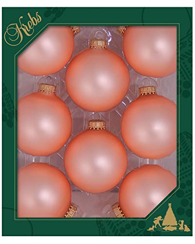 Christmas By Krebs Made in The USA Designer Seamless Glass Christmas Ball Ornaments, 2 5/8' (67mm), Coral Velvet, 8 Pieces