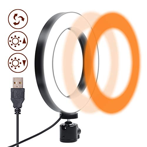 Gemwon Ring Light 6 Inches - 3 Color Lights & 10 Dimmable Brightness, Premium LED Makeup Lighting for Streaming, YouTube Video, Photo, Photography, Selfie