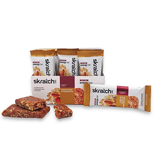 SKRATCH LABS Anytime Energy Bar, Peanut Butter and Strawberries, (12 Pack Single Serving) Natural, Low Sugar, Gluten Free, Vegan, Kosher, Dairy Free